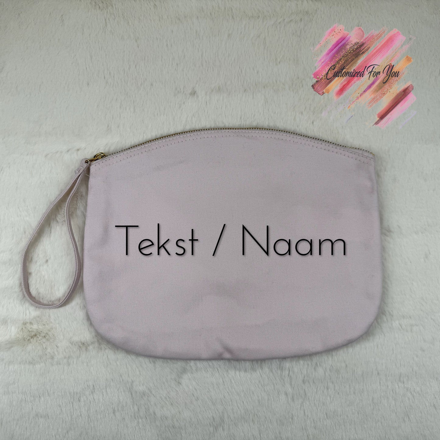 Etui plat katoen Groot - Roze